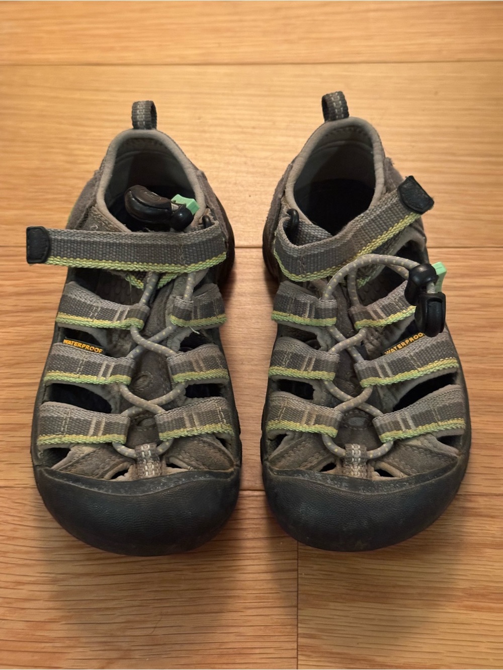 Keen Kids Gray and Lime Green Closed-Toe Sandals